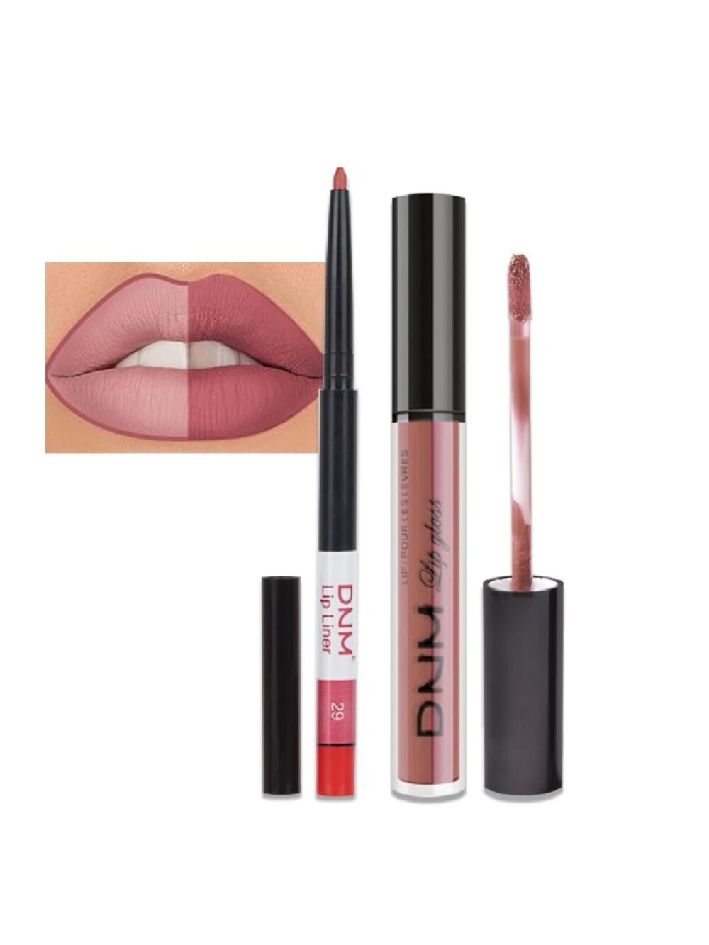 DNM 29# Antique Rose 2Pcs 24H Long-Lasting Matte Liquid Lipstick and Lip Liner